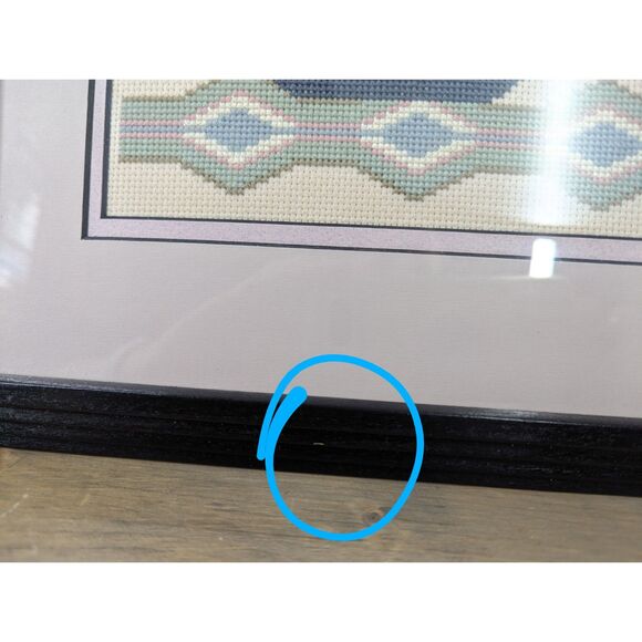 Vintage 90s Handmade Native American Indian Needlepoint Artwork Southwest Modern - Picture 7 of 7